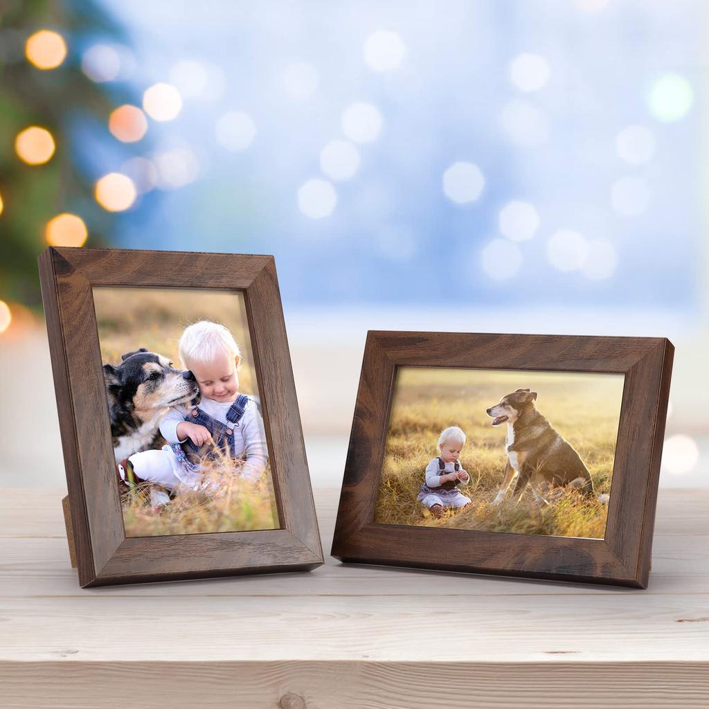 Wtrgas Photo Large Wood Wall Set of 89x127mm Frame, Size, Grain, Mount, Tabletop, Brown, 12,