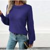 Autumn Casual Top Multi-Color Crew Neck Long Sleeve Jacquard Solid Color Women Sweater
