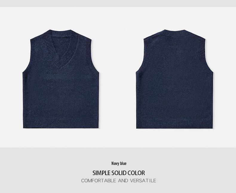 Men's Wool Blend Sleeveless V-Neck Knit Vest - Loose, Warm Base Layer for Autumn/Winter