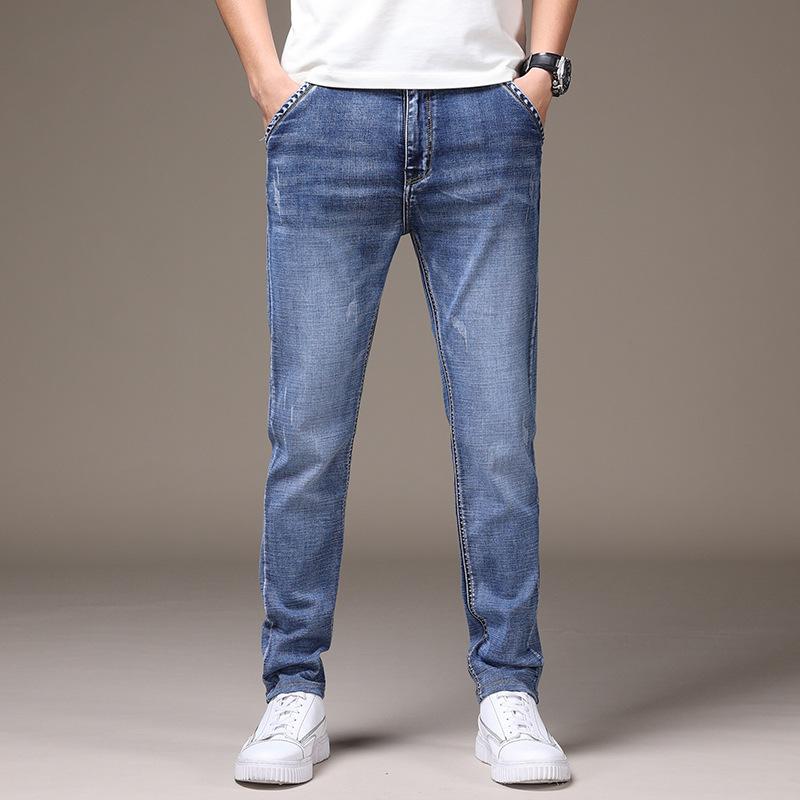 Men's Jeans Men's Spring and Autumn Section of The New Straight Slim Summer Trousers Trend Thin Section Trousers Male