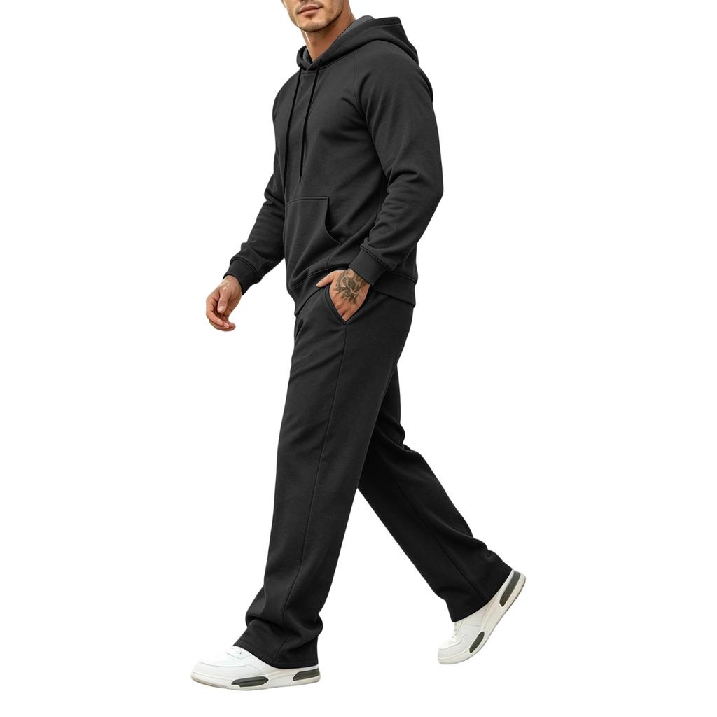 Herren Color Kapuzenpullover und Jogginghose 2-teiliges Set Lässiger Sport-Trainingsanzug