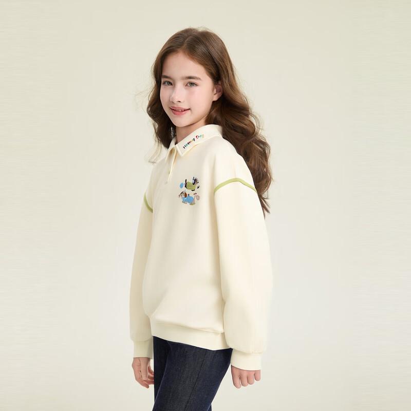 Deesha Girls' Color-Block Embroidered Polo Sweatshirt