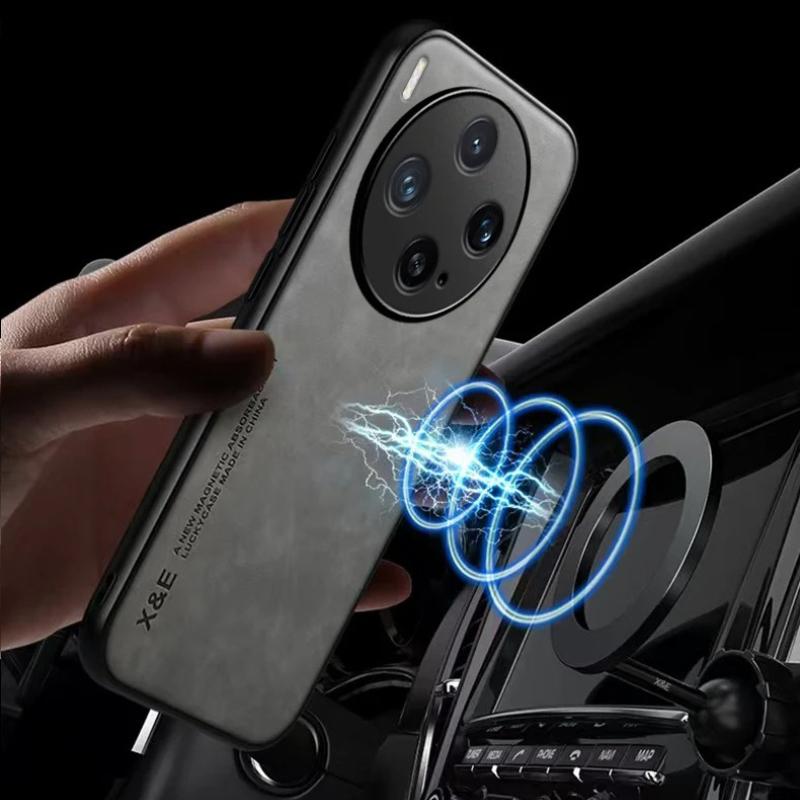 For VIVO X300 Ultra X300S PU Leather Car Magnetic Holder Silicone Back Cover For VIVO X300 S Built-in iron Protection Phone Case