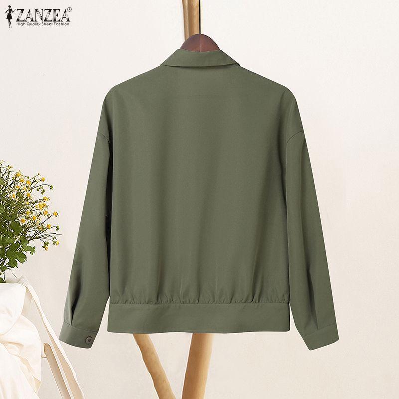 ZANZEA Women Turn Down Collar Loose Casual Long Sleeve Blouse