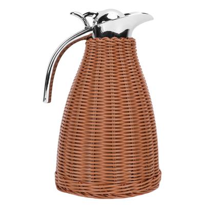 Jarra Térmica de Café de Acero Inoxidable Tejida a Mano Cuerpo de Ratán Tejido 1.5L Jarra Aislada de 3 Paredes 12 Horas de Calor 24