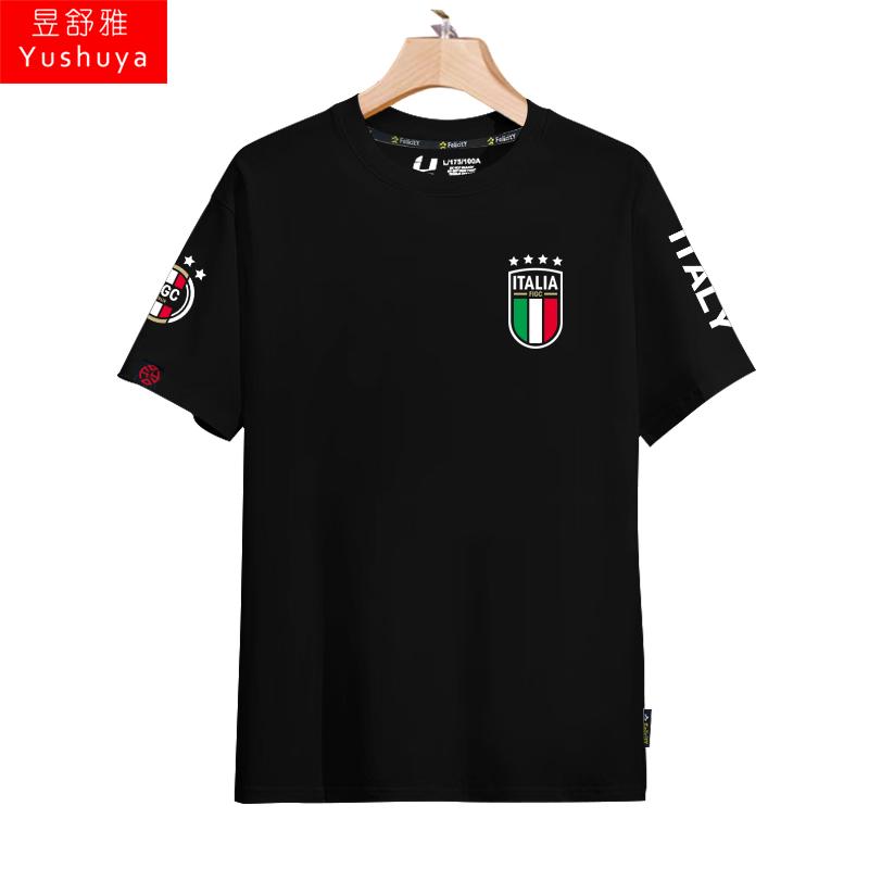 Italy Team European Cup World Cup Football Fan Uniform Short Sleeved T-shirt Men's and Women's 3D Printed T-shirt Summer