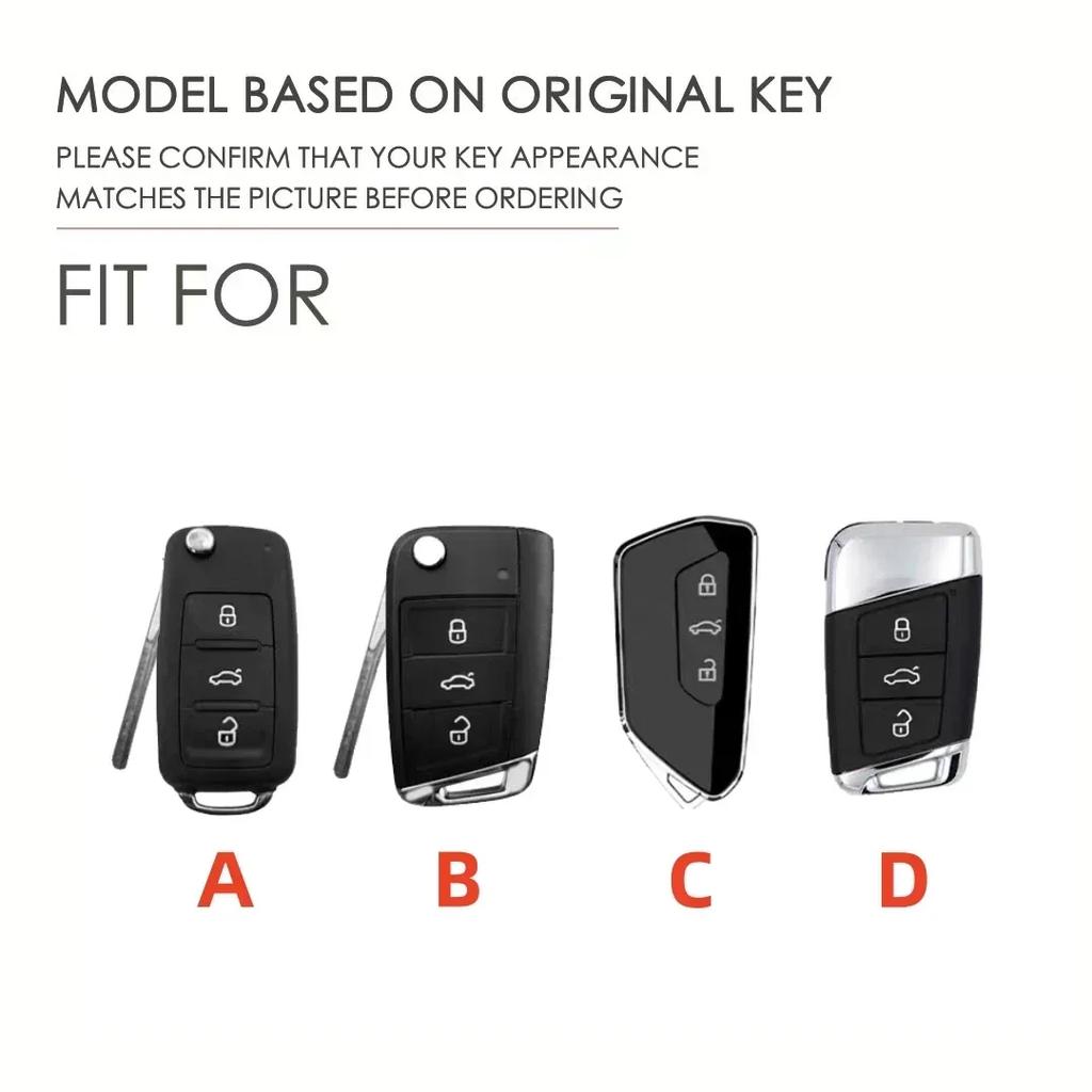 Leather Car Key Case For Volkswagen VW Magotan Passat B8 TIGUAN MK2 Golf 8 2020 For Skoda Octavia A8 A7 2021 SEAT Leon MK4