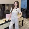 Oh Mi Da thin Modal pajamas women's summer short-sleeved sweet print lazy high-end loungewear can be worn outside