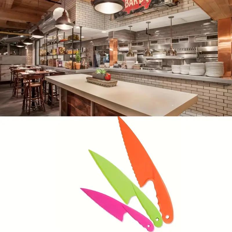 3-Piece Kids Kitchen Knives Set for Restaurant- Plastic Serrated Edges for Cutting Fruits, Vegetables, Breads, Salads & More!