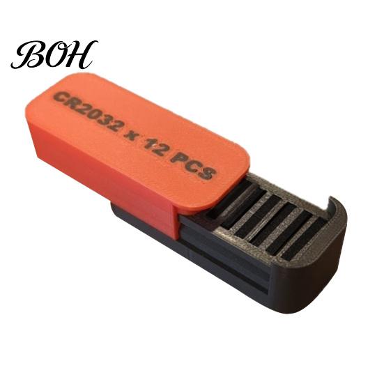 Button Battery Organizer Storage Box, with Independent 12 Slots And Push-Pull Sliding Dustproof Box Cover, Waterproof Safe Case, for CR2032 Coin Cell