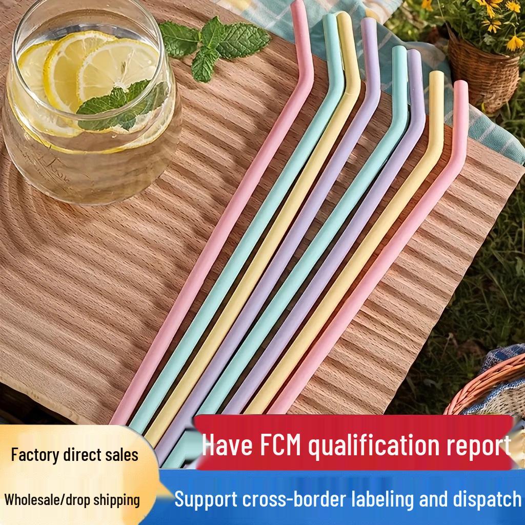 Portable Reusable Food-Grade Silicone Straw - Dishwasher Safe & Heat Resistant