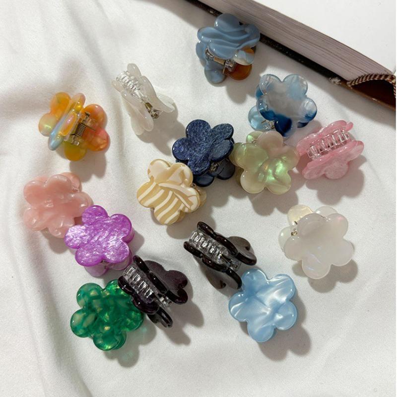 Ins  Cute 2.5cm Mini Little Flower Hair Clip Simple Cute Acetic Acid Color Magic Top Clip Side Clip Hair Accessories