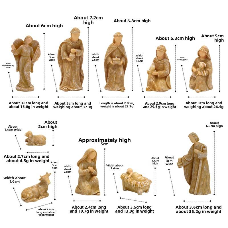 

Religious Small Statues, Manger Combinations, Christmas Ornaments, Creative Home Decoration Resin Handicrafts Manger Cover ten