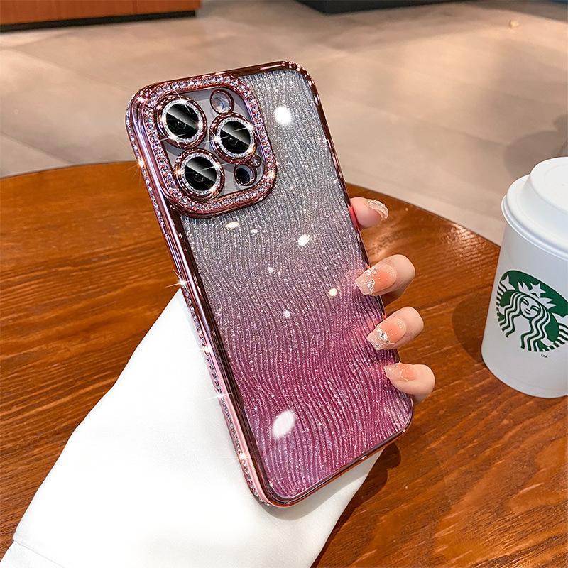 

Блестящие стразы Подходит для чехла для мобильного телефона Apple 16pro Волнистый с блестками Порошок iPhone 15 Противоударный Гальваническое защитное покрытие iPhone11proMax