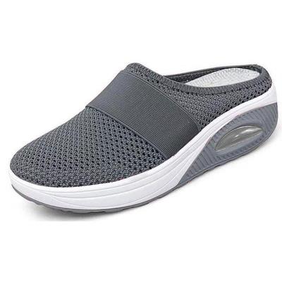 Fashion Women Summer New Air Cushion Causal Shoes Ladies Half Slippers Slip On Breathable Wedge Shoes for Women Sandals Mesh Flat Shoe