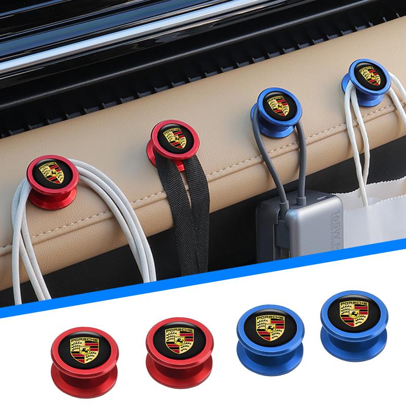 1pcs Mini Circular Hook Bracket For Cars Data Cables Keys Storage For Porsche Boxster Cayenne Panamera Macan Cayman 911 918 996