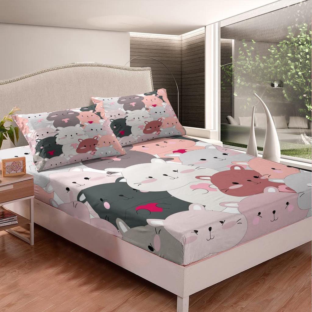 Color Mattress Three-Piece Digital Printing Couple Rainbow Bedspread Modern Cute Bedding Set