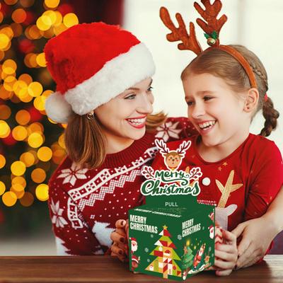 Christmas Money Box for Cash Gift Pull Surprise Money Holder with Snowman/Tree/Santa Card And 50 Pcs Transparent Bags for Home Party Favors