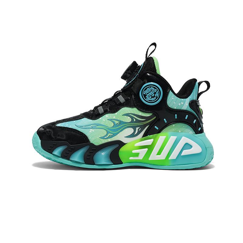 

Детские нескользящие баскетбольные кроссовки с вращающейся пряжкой - Амортизирующие кожаные кроссовки 34