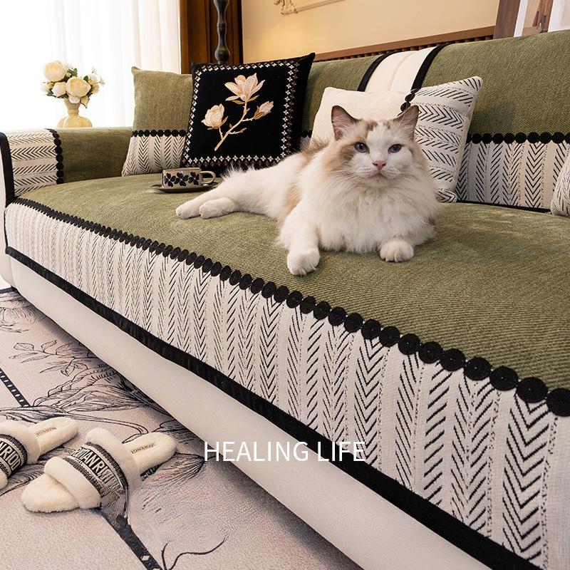 High End Sofa Cushion New Four Season Universal Straight Seat Cushion Fixed Non Slip Leather Sofa Cover Cloth Towel