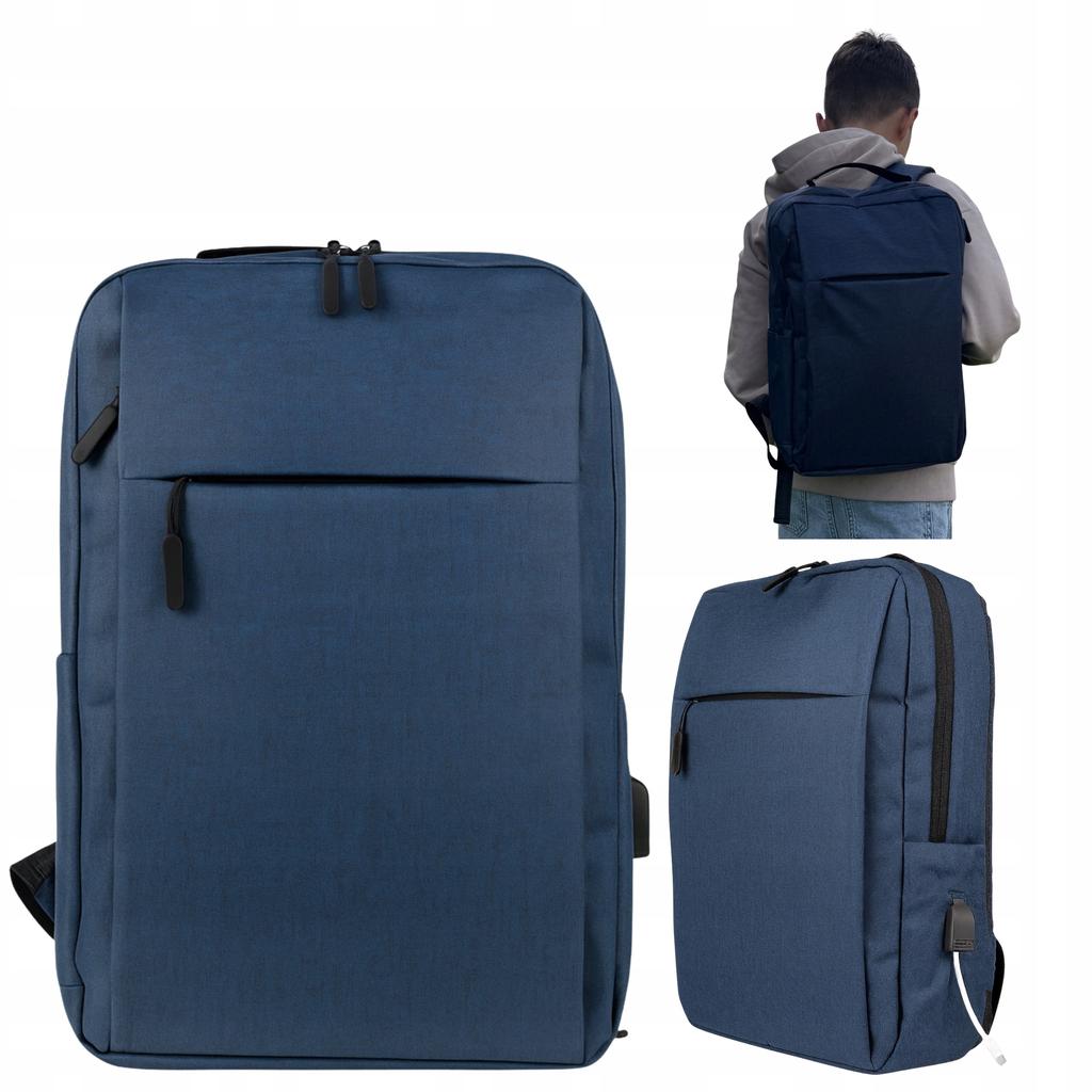 Plecak młodzieżowy nowoczesny szkolny niebieski na laptopa 15,6" z usb hn212701 blue