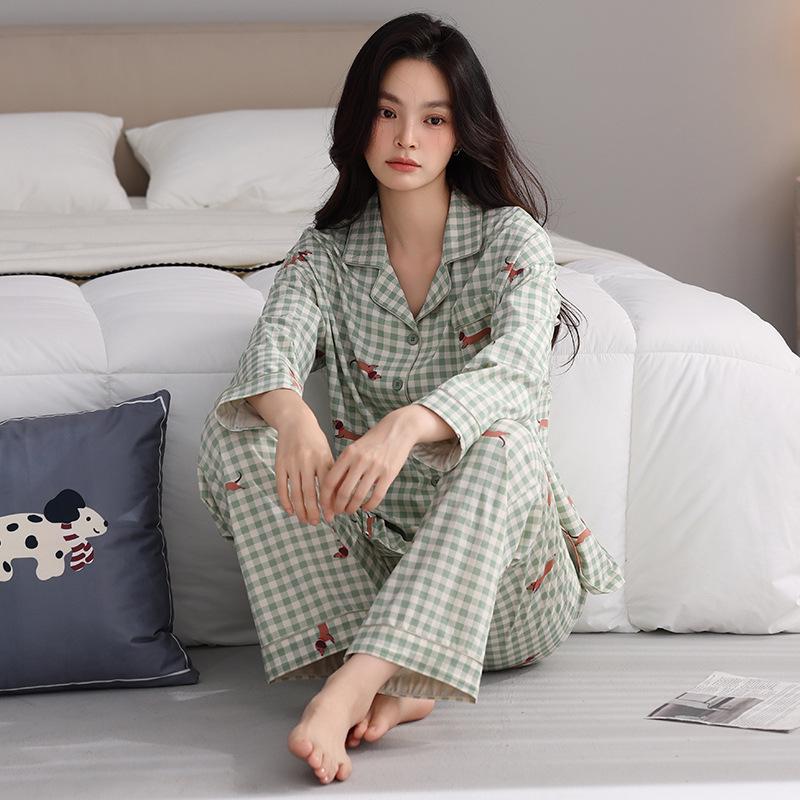 

Осенний мультяшный пижамный комплект из хлопка и лайкры: С длинным рукавом, длинные брюки, кардиган - стильная, удобная домашняя одежда для пар для улицы. XXL