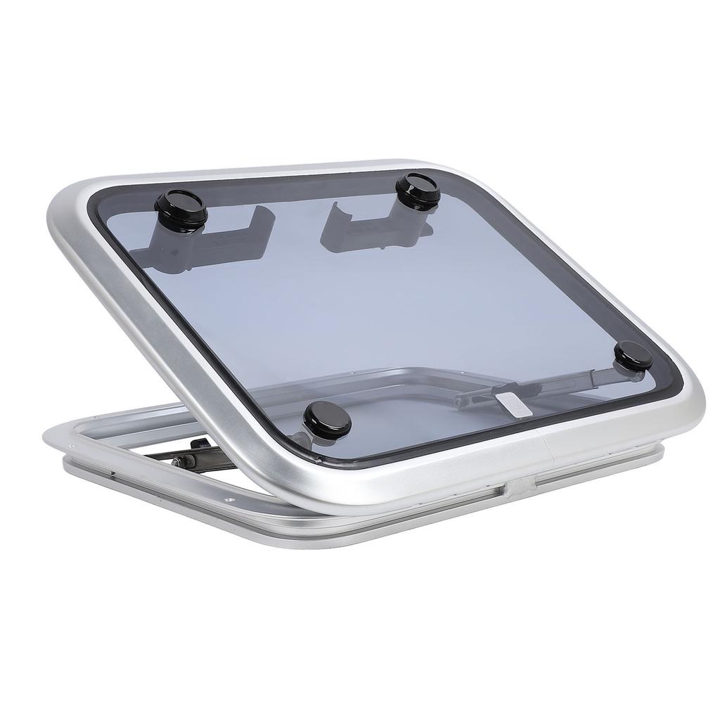 Marine Hatch Porthole Window 17 X 21in Square Heavy Duty Aluminum Alloy Deck Hatch Window with Support Rod and Handle for Yacht RV