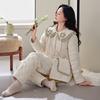 Three-Layer Padded Pajamas Women'S Autumn And Winter Coral Fleece Thickened Fleece Warm Super Thick Padded Jacket Flannel Loungewear