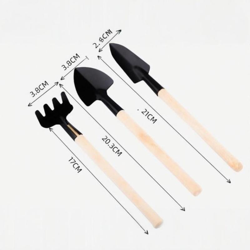 

3Pcs Mini Garden Tool Set -Small Shovel & Rake Kit For Indoor Plants,Handheld Gardening Tools With Wooden Handle