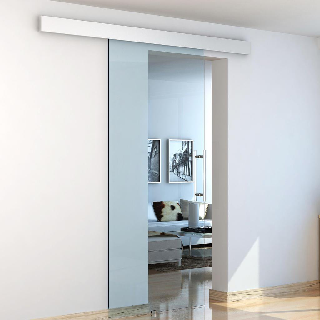 75cm Sliding Door Include Hardware Track System Kit, 8mm Clear Tempered Glass, Handle
