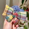 High-End Women's Rainbow Plaid Bow Hair Tie for Autumn/Winter 2025 - Perfect for Ball Buns & Low Ponytails