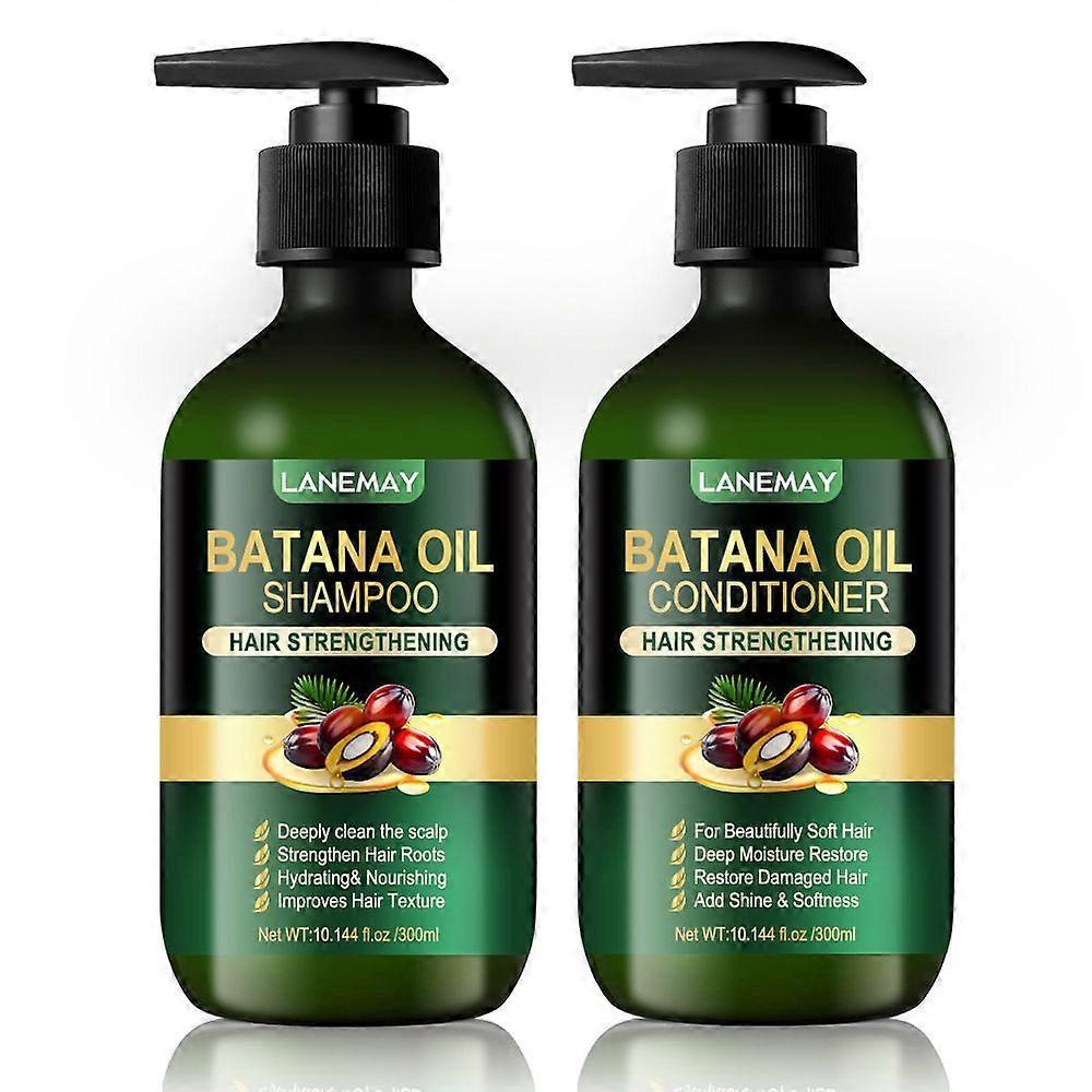 Batana Oil Shampoo & Conditioner Set for Thinning Hair & Hair Loss, Batana Oil for Hair Growth, Hair Strengthening, Hydarting & Nourishing, 300ML*2