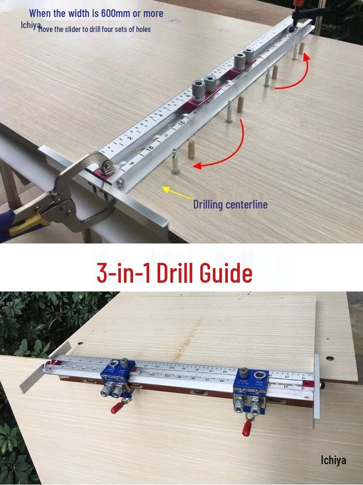 Manual Multi-Hole Drilling Locator & Positioning Device for Wardrobe Furniture Installation