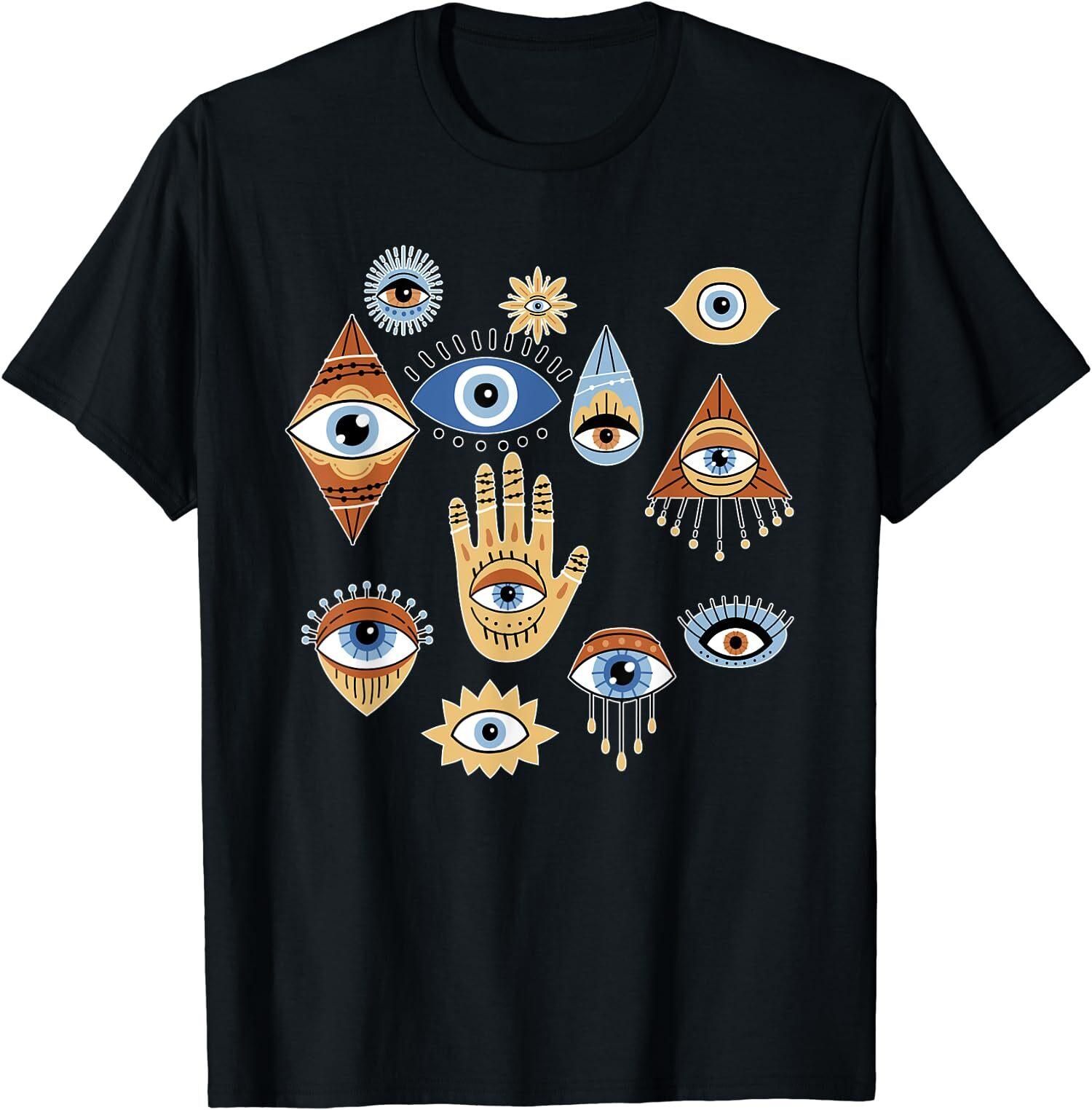 NEW LIMITED Hand Of Hamsa Seeing Eyes Evil Eye Curse Protection T-Shirt S