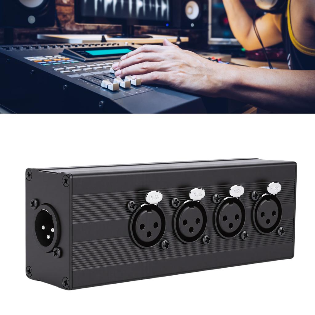 3 Pin XLR 1 Male To 4 Female Splitter Box One Input To 4 Output Parallel Connection Adapter Balanced Converter for Mixer Microphone PA System Stage