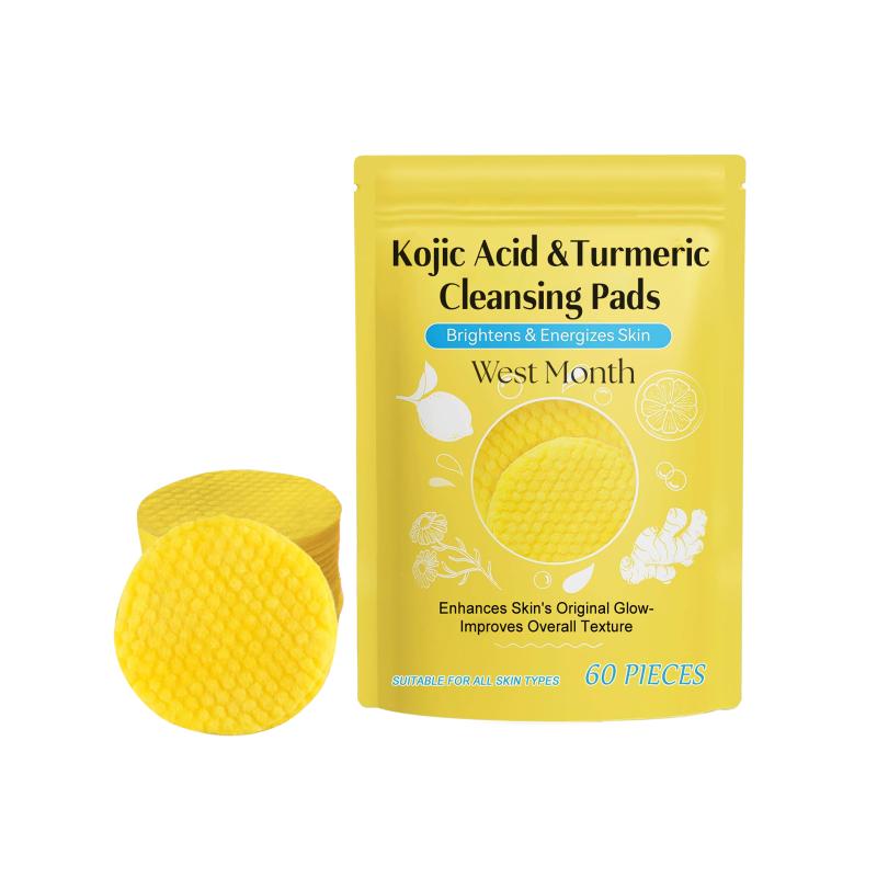 Turmeric Kojic Acid Oil Control Pads Exfoliating Dead Skin Removal Fade Melanin Nourish Brightening Daily Facial Wash Sponge