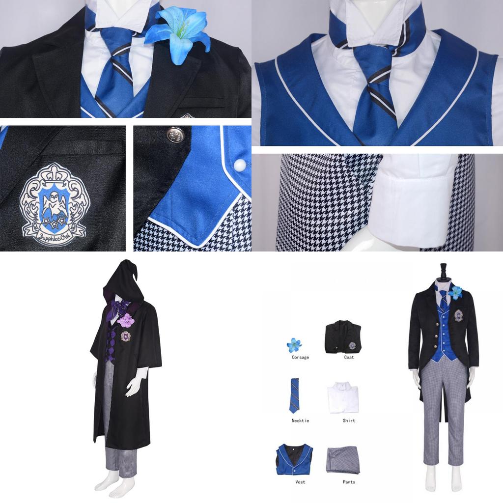 Vintage Cool Black Butler 4 Boarding School Arc Edgar Harmon Lawrence Greigrey Cosplay Outfit Set