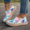 Women Color Painted Travel Toledo Light Breathable Woven Knitted One Foot Staring Walking Casual Fashion Lazy Shoes