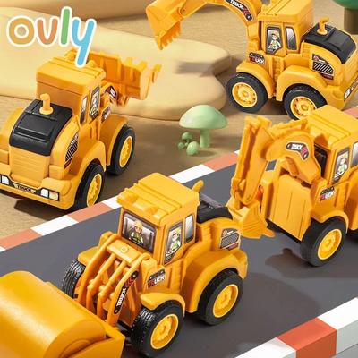 Children's Press and Go Toy Car Push Engineering Car Excavator Inertia Boomerang Bulldozers Car Educational Toys for Boys Gifts