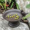 Retro Petal Bird Feeder Basin Nostalgic Bird Food Dispenser Art Statue  for Bird Lovers