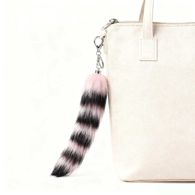Cheerful Foxes Tail Key Accessory Plush Material Vibrant Hues Sturdy Metal Clasp Compact Size For Keys And Personal Belongings