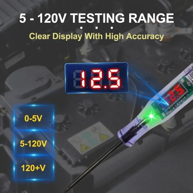 Digital Auto Circuit Tester for Car Fuse Check Electrical Diagnostic Tool 12V/24V 90V LED Car Test Light Pen Type Voltage Tester