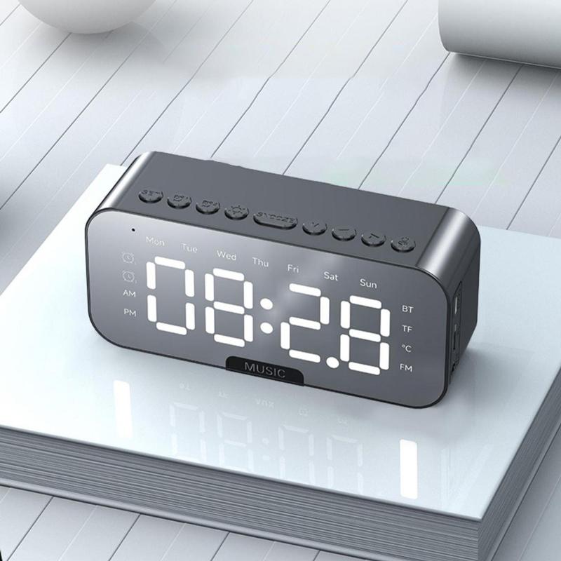 Multifunctional Alarms Dual Alarms Bluetooth Wireless High-Quality Sound Portable Smart Speaker Desktop Display FM Radio