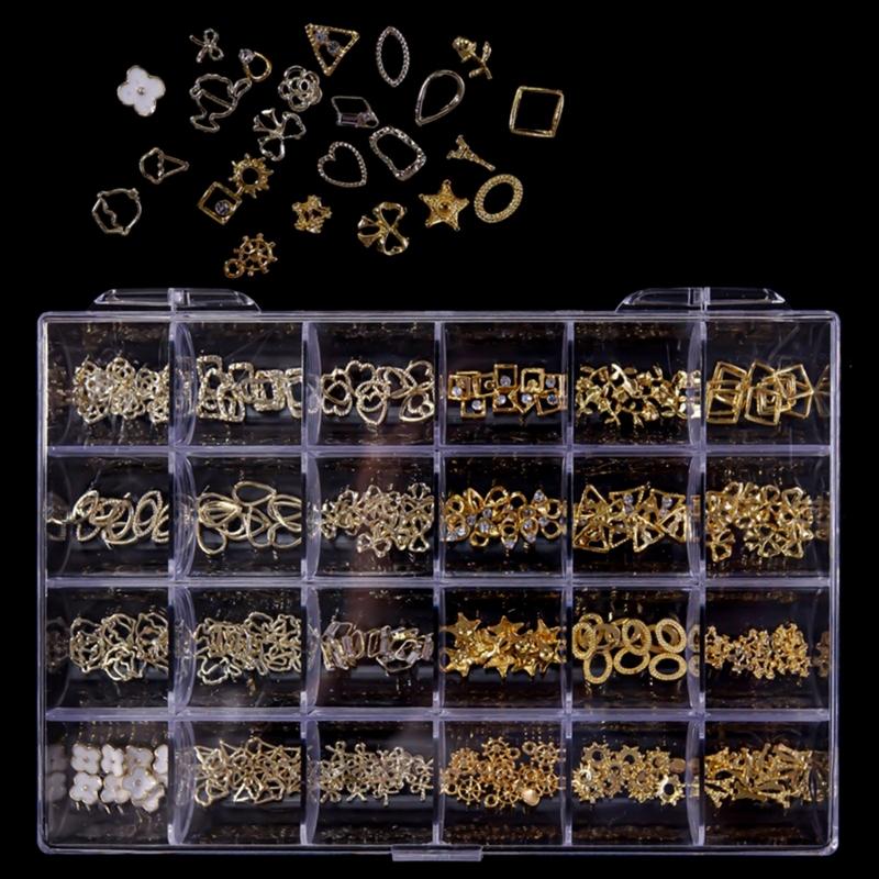 

24 Grids Luxury 3D Nail Charms Studs Nail Rhinestones Gems Nail Art 3D Rhinestones Crafts Diamonds Crystal Jewels Stones