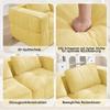 L-shaped two-seater sofa without frame with ottoman, 32D high-density foam, deep seat, skin-friendly fabric, non-slip, for living room, Yellow.