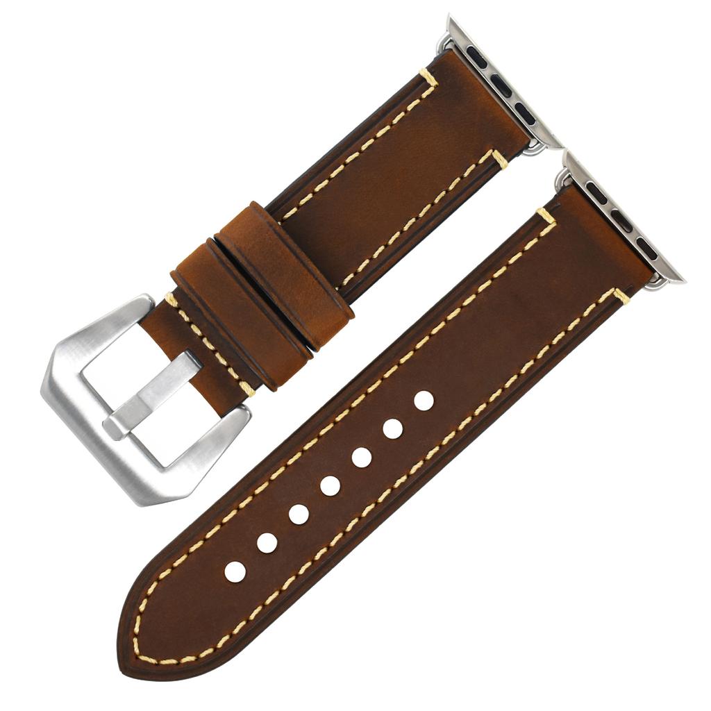 Suitable For Apple S7 Watch Apple Iwatch Strap First Layer Crazy Horse Leather Pin Buckle Watch8 Watch Strap