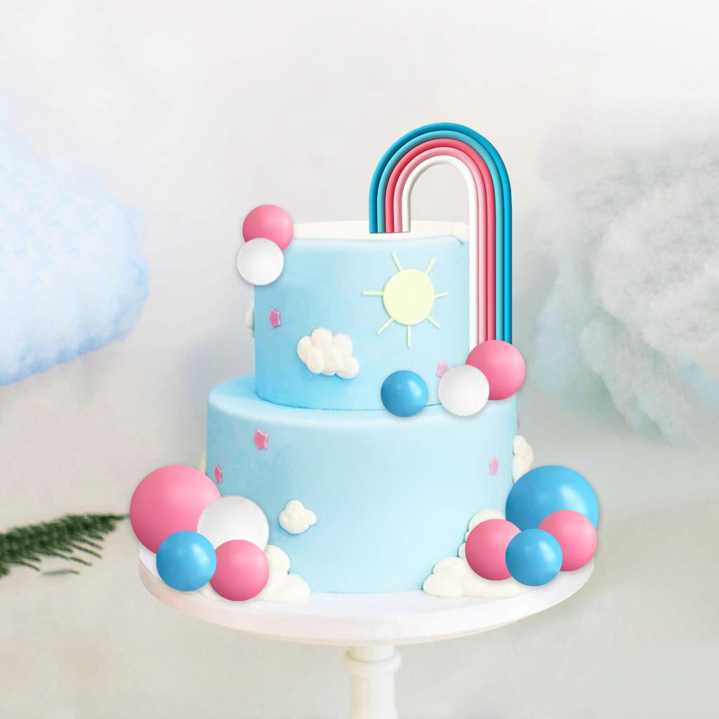 21pcs Pink Blue Rainbow and Spherical Cake Decoration Reveal Gender, Party Baking Decoration, Birthday Party Supplies