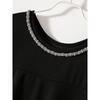 Beaded! Export Single for Women Summer Ice Cotton round Neck Short Sleeve and Long Pattern Sanzhai Ruched Patchwork T-shirt Strong Push