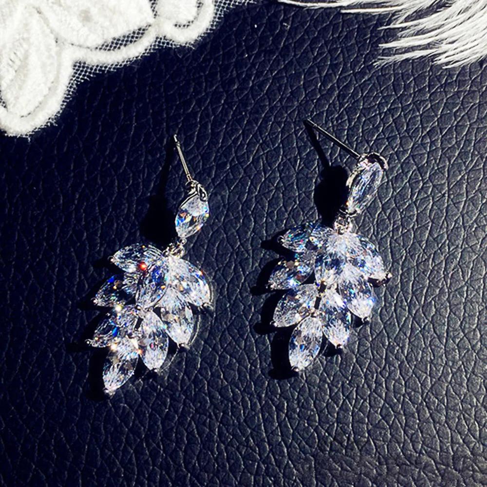 New Crystal Pendant Earrings with Zirconia Gorgeous Girls' Wedding Party Fashion Jewelry Light Luxury Personalized