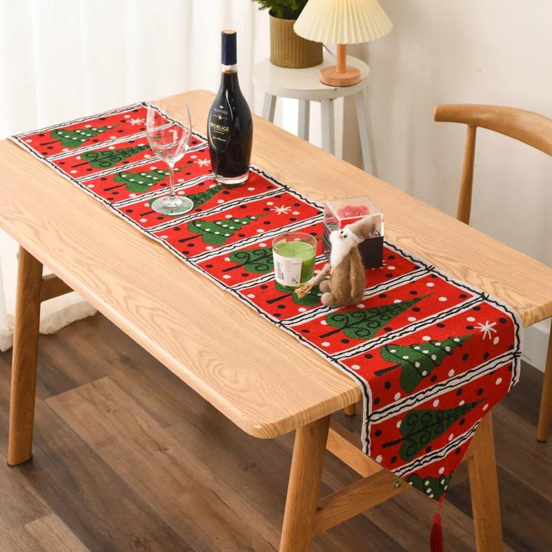 Table Runner Merry Christmas Decoration for Home Xmas Party Decor Navidad Ornament Happy New Year YFA2220